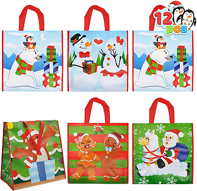 #ad #ad 12 Pcs Christmas Tote Gift Bags Extra Large Reusable for Holiday Party Goody Bag $23.34