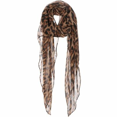 #ad Comfy Soft Leopard Cheetah Print Scarf Shawl Animal Brown New with Hanger $9.90