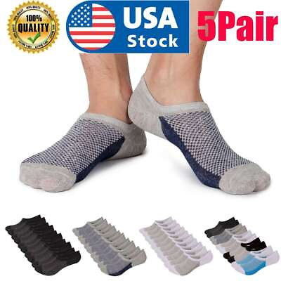 #ad 5Pairs Summer Unisex No Show Socks Mesh Non Slip Cotton Low Cut Casual Socks $9.71
