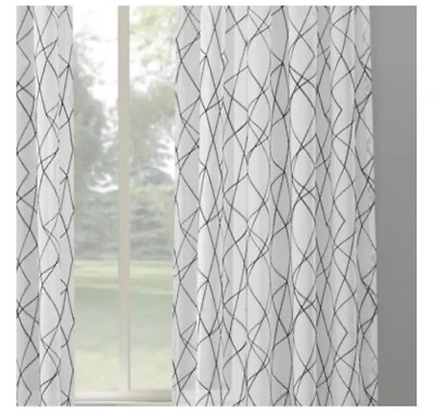 #ad No. 918 Abstract Geometric Embroidery Semi Sheer Rod Pocket Curtain Panel $15.00