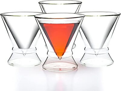 #ad Double Walled Ring Base Stemless Martini Glasses Set of 4 $34.95