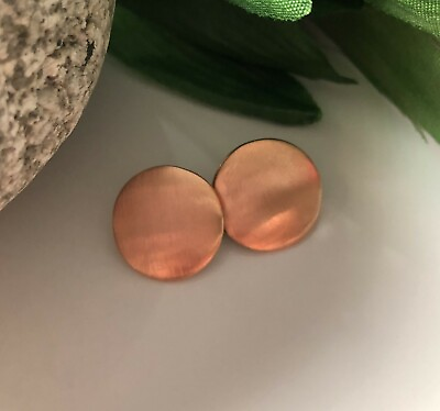 #ad Brushed Copper Bronze Tone Circle Earrings Posts #400 $5.95