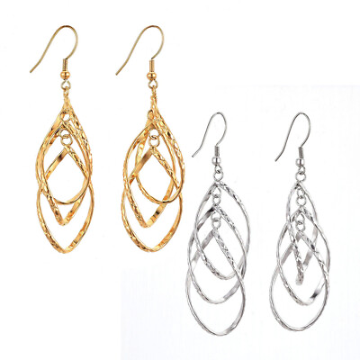 #ad Stainless Steel Dangle Chandelier Earrings Drop Gold Silver 72X75mm P158 $10.99