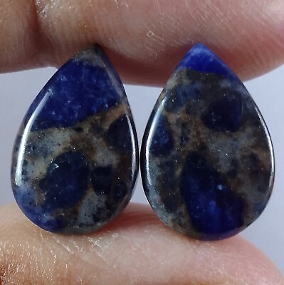 #ad Pear Blue Sodalite Cabochon Plain matched Pair Loose Gemstone Jewelry Making $8.18