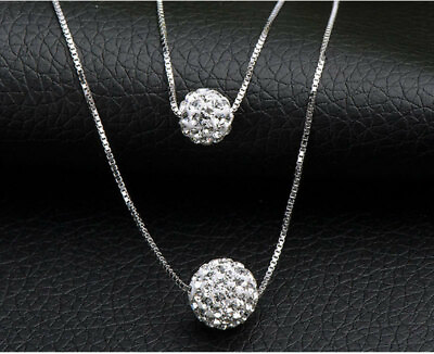 #ad Double Crystal Ball Pendant Necklace $14.95