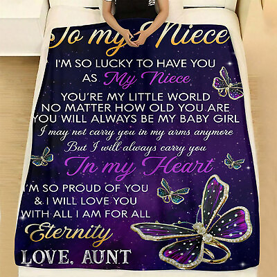 #ad #ad Personalized To My Niece Fleece Blanket From Aunt Auntie Butterfly Gift Xmas $71.99