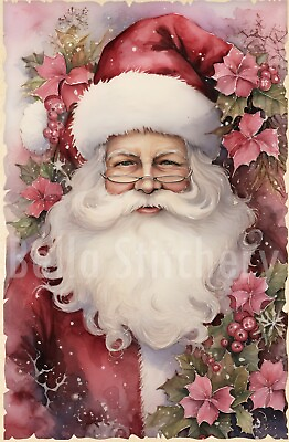 #ad Shabby Chic Pink Christmas #6 Holiday Santa Craft Sewing Cotton Fabric Block $12.95