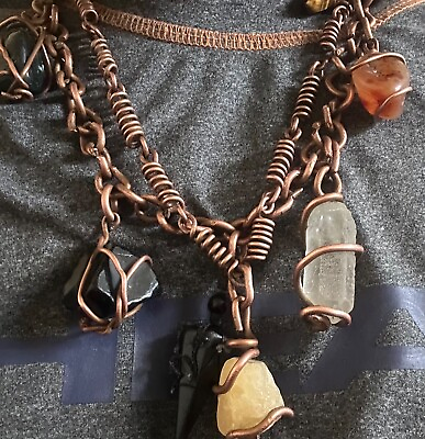 #ad copper link chain with jewel pendant $50.00