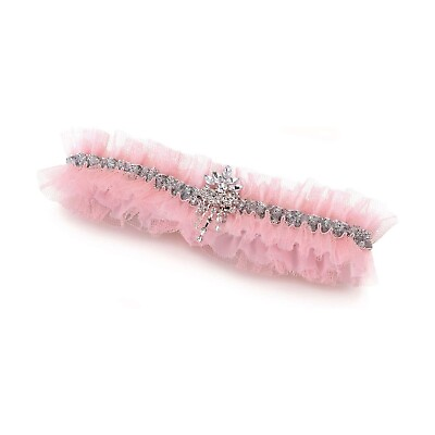 #ad Glamorous Blush Pink Rhinestone Tulle Garter One Size 1 Pc lrlg955bl $14.95