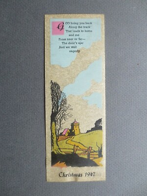 Vintage BOOKMARK Parchment CHRISTMAS 1947 Religious Greetings Church amp; Track GBP 6.64