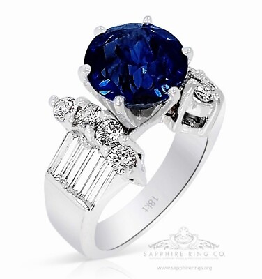 #ad Unheated Sapphire Ring 6.46 tcw Round Cut 18kt White Gold GIA Certified $17420.00