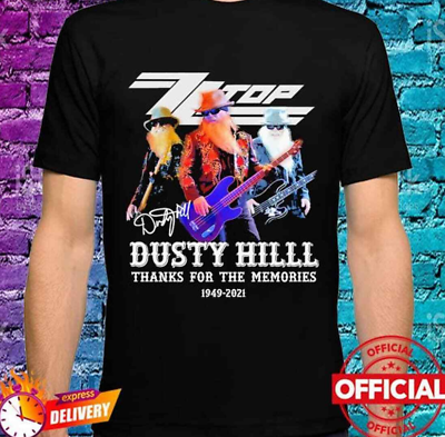 #ad Dusty Hill Zz Top 1949 2021 Thank For The Memories Signature T Shirt Funny Gift $14.95