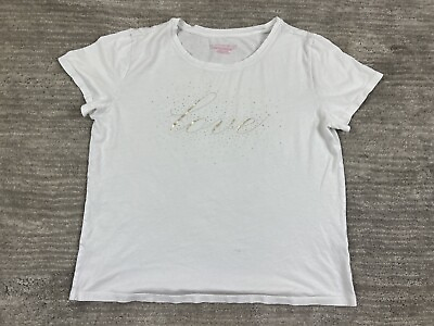 #ad Victoria#x27;s Secret Shirt Womens Small White Love Short Sleeve Lightweight $7.99