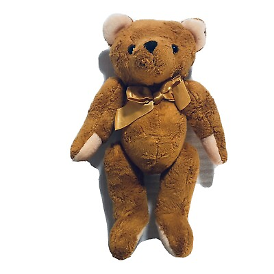 #ad VTG ? Teddy Bear Brown Plush 11 inches articulated posable Origin Unknown Prop $20.99