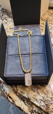 #ad David Yurman men women 18k Yellow Gold Necklace Pendant w White Diamonds $15999.99