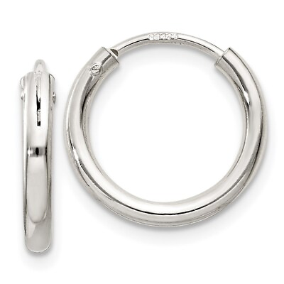 #ad 2mm Sterling Silver Endless Hoop Earrings 14mm 1 2 Inch $31.98