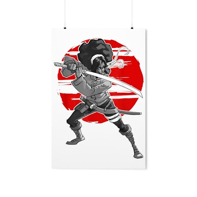 #ad Afro Samurai Retro Japanese Samurai Fan Bushido Katana Warrior Gift Matte Poster $25.29