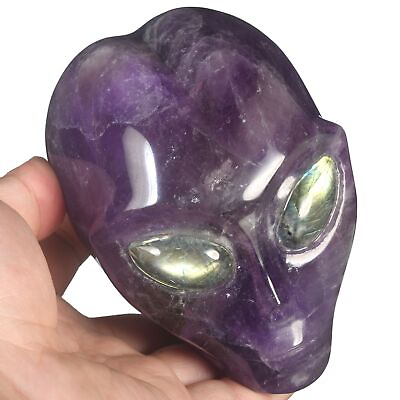 #ad 4.06quot; Natural Amethyst Carved Alien Head Star Being Mystic Creature #36Q09 $196.00