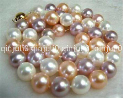 #ad Charming 8mm South Sea White Pink Purple Multi Color Shell Pearl Necklace 18quot; GBP 2.99