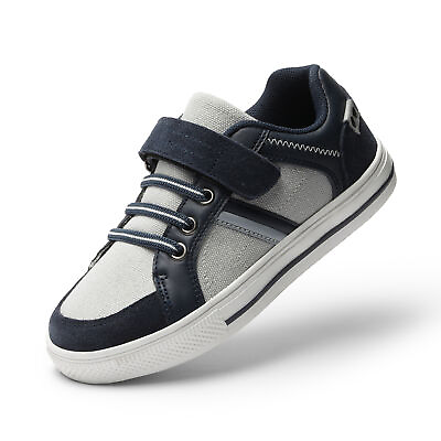 #ad Kids Casual Canvas Hook Loop Low Top Sneaker Boys Girls Sport Shoes Size 5T to 4 $23.99
