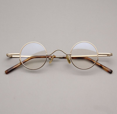 #ad Classic Retro Small Round Spectacles Glasses Vintage Gold Eyeglass frames Unisex $19.99