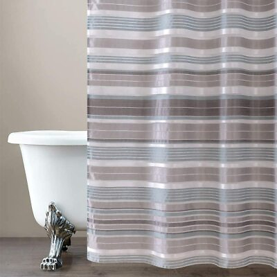 Fabric Shower Curtain for Bathroom Stripe Pattern 70x72 in Bath Set with Hooks $20.69