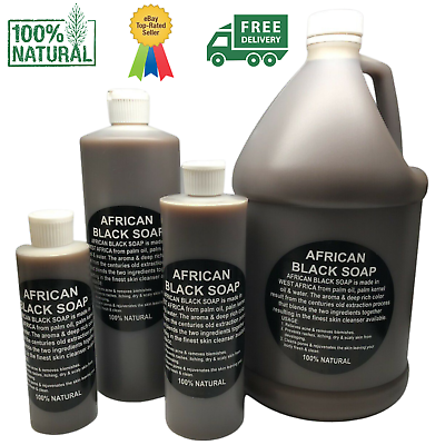 Liquid Raw African Black Soap 100% Pure amp; Natural Organic Bath Body Face Wash $149.95