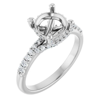 #ad Round Custom 8mm Natural Diamond Engagement Women Ring Semi Mount 14K Gold Gift $575.00