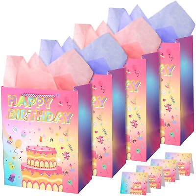 #ad #ad 9#x27;#x27; Medium Birthday Gift Bags with Tissue Paper amp; Cards Gift Bags with Handle... $14.63