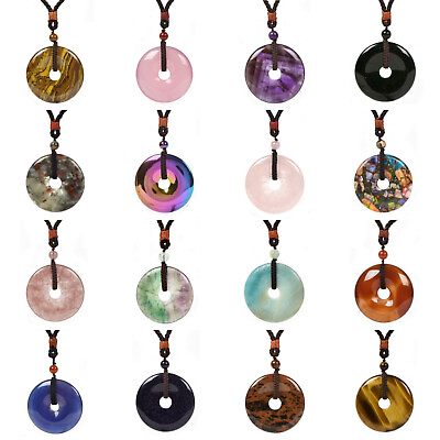 #ad Peace Donut Healing Crystal 50mm Round Healing Spiritual Necklace 28 inch $5.99