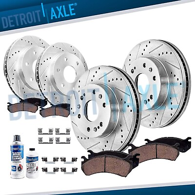 #ad Front Rear Drilled Rotors Brake Pads for Chevrolet GMC Silverado Sierra 1500 $256.96
