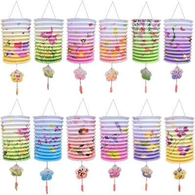 #ad Mini Paper Lantern Set of 12 Flower Pattern Lantern Summer Festival NEW $38.30