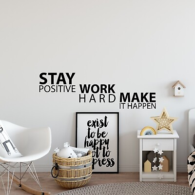#ad Stay Positive Work Hard Make it Happen Motivational Wall Decal Sticker Quote $17.97