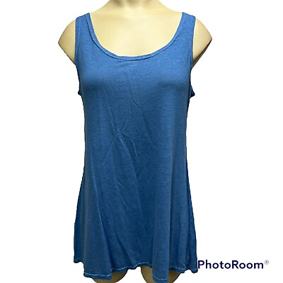 #ad Cut Loose Womens S Tunic Tank Top Blue Linen Slub Knit Scoop Neck Sleeveless $24.99