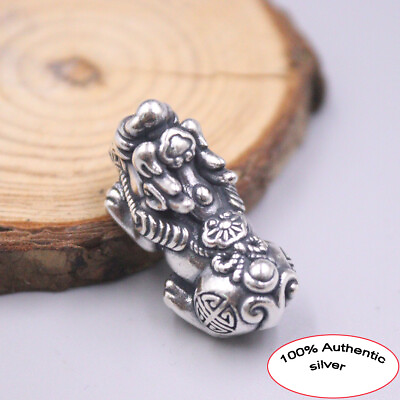 #ad Solid 999 Fine Silver Ruyi Dragon Son Pixiu Pendant Fine Jewelry 1.14inch L $13.71