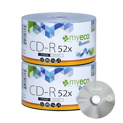 #ad 100 Pack MyEco CD R CDR 52X 700MB 80Min Economy Logo Blank Recordable Media Disc $16.52