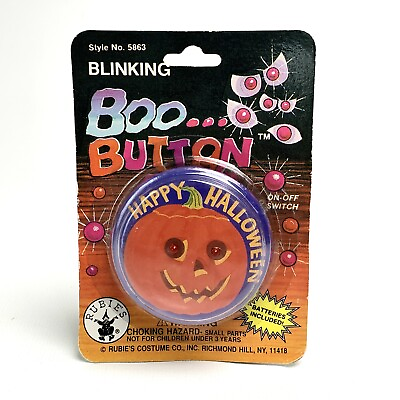 #ad VINTAGE Pumpkin Boo Button Pin Halloween Rubies See Description $8.98