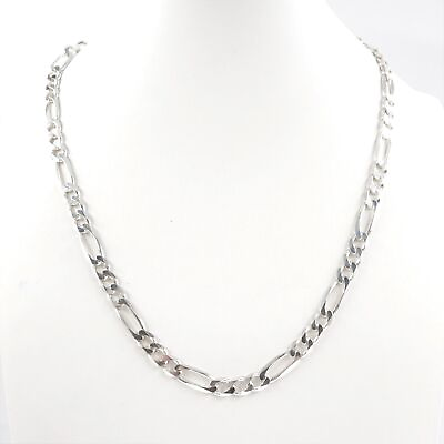 #ad 925 Sterling Silver 20in Figaro Chain Necklace 6.8mm With Lobster Clasp 31.78g $129.97