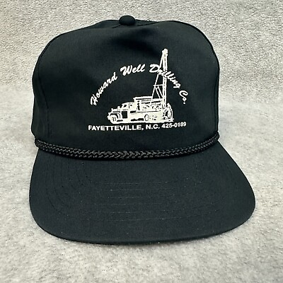 #ad Vintage Hat Adult OSFA Black Rope Brim 5 Panel Howard Well Drilling Work Yupoong $10.61
