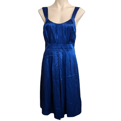 #ad NWT Flaw Kenneth Cole Babydoll Sleeveless Silk Satin Party Cocktail Dress Blue 6 $27.99