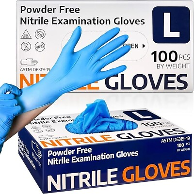 #ad Nitrile Disposable Gloves Powder Latex Free Disposable Exam Box Of 100 Large $9.99