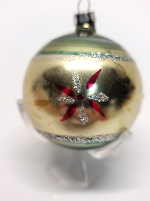 #ad Vintage Christmas Tree Ornament Mercury Glass Ball Bauble Mica Stencil Blown $20.00