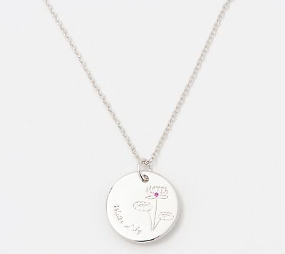 #ad Diamonique Birthflower Pendant Necklace Sterling Silver July: Water lily $29.99