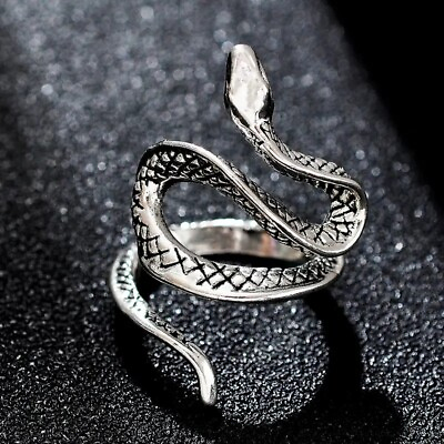 #ad Elegant 925 Sterling Silver Charm Fashion King Cobra Snake Ring One Size Fit All $13.74