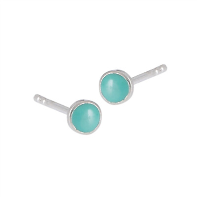 #ad Circle Simple Round Post Cute Turquoise .925 Sterling Silver Stud Earrings $9.69