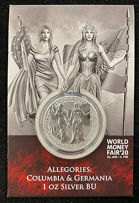 #ad 2020 World Money Fair Allegories: Columbia amp; Germania 1oz Silver Coin Round #228 $199.99