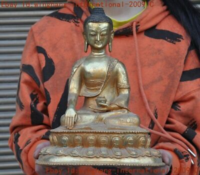 #ad 12quot;Tibetan Buddhism temple bronze Sakyamuni Shakyamuni Shakya Mani Buddha statue $285.60