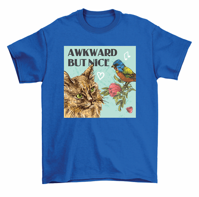 #ad Awkward But Nice T Shirt Cat And Bird Tee Women Unisex $15.99