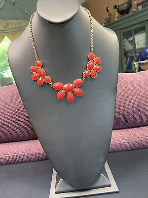 #ad Vintage Gold tone? Bright red? necklace 16 18”? Statement $20.00