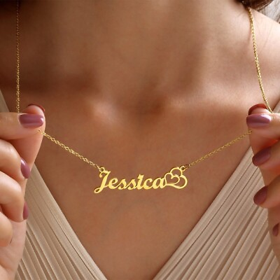 #ad Personalized Name Custom Letter Gold Women Necklace Stainless Steel Pendant Gift $1.99